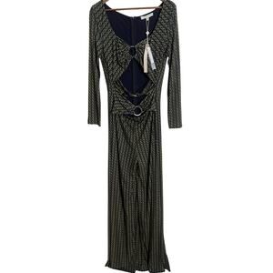 Jonathan Simkhai Chain Print Cutout Jumpsuit in Midnight Combo Womans 10